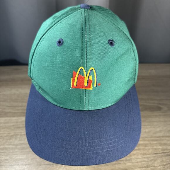 Vintage McDonalds Hat 90s Employee Uniform Fast Food Cap MCD Arch Logo Snapback - Picture 1 of 8